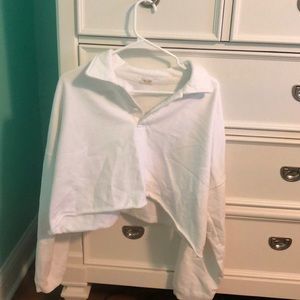 John Galt cropped white collared sweatshirt